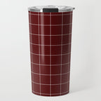 Windowpane Check Grid (white/maroon) Travel Mug Gallery Image 1