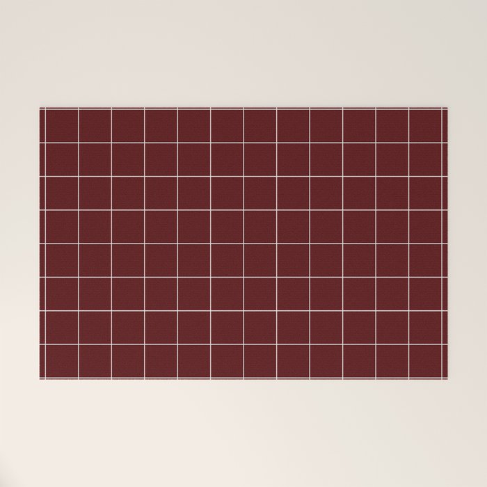 Windowpane Check Grid (white/maroon) Welcome Mat Gallery Image 1