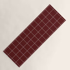 Windowpane Check Grid (white/maroon) Yoga Mat Gallery Image 1