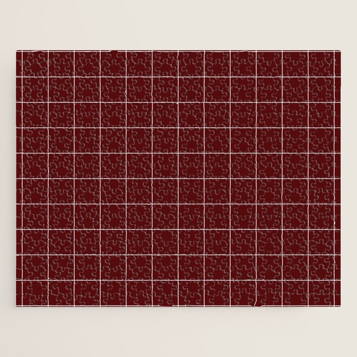 Windowpane Check Grid (white/maroon) Jigsaw Puzzle Gallery Image 1