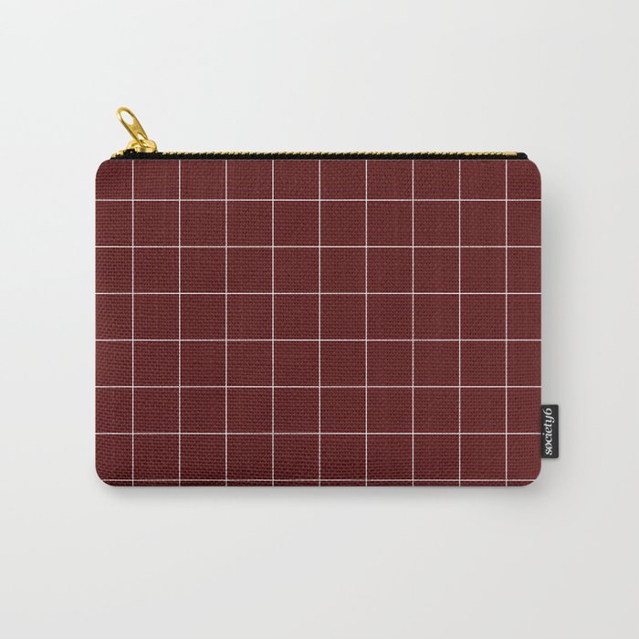 Windowpane Check Grid (white/maroon) Carry All Pouch Gallery Image 1