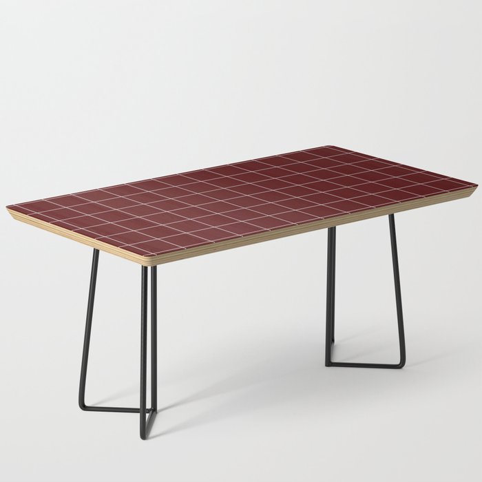 Windowpane Check Grid (white/maroon) Coffee Table Gallery Image 1