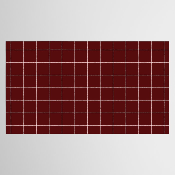 Windowpane Check Grid (white/maroon) Tablecloth Gallery Image 2