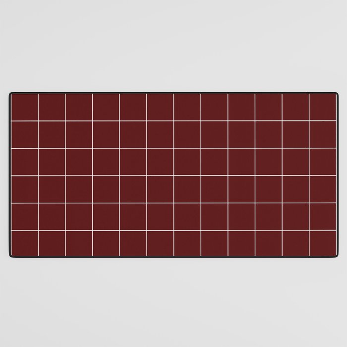 Windowpane Check Grid (white/maroon) Desk Mat Gallery Image 3