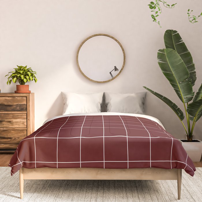 Windowpane Check Grid (white/maroon) Comforter Gallery Image 3