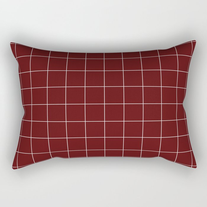 Windowpane Check Grid (white/maroon) Rectangular Pillow Gallery Image 1