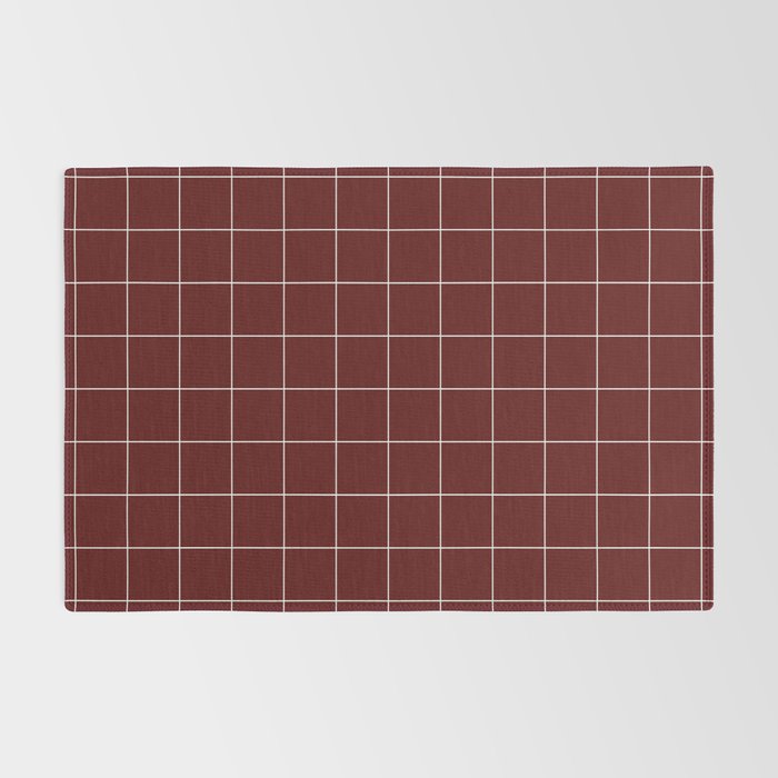 Windowpane Check Grid (white/maroon) Rug Gallery Image 2
