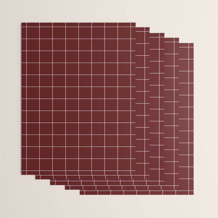 Windowpane Check Grid (white/maroon) Wrapping Paper Gallery Image 3