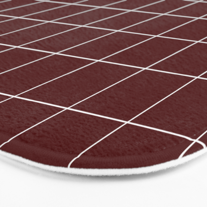 Windowpane Check Grid (white/maroon) Bath Mat Gallery Image 3