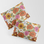 Retro 70s Boho Floral Pattern Pillow Sham Gallery Image 3