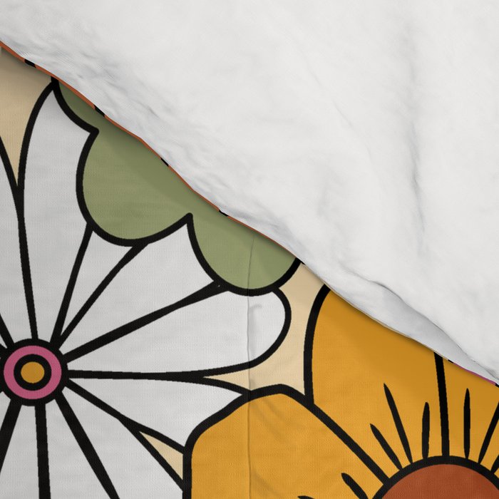 Retro 70s Boho Floral Pattern Comforter Gallery Image 4