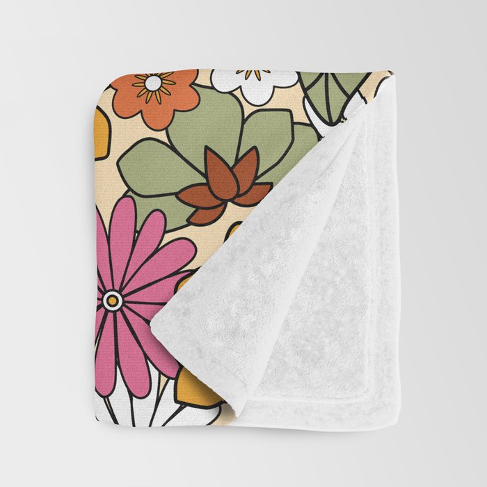 Retro 70s Boho Floral Pattern Throw Blanket Gallery Image 3