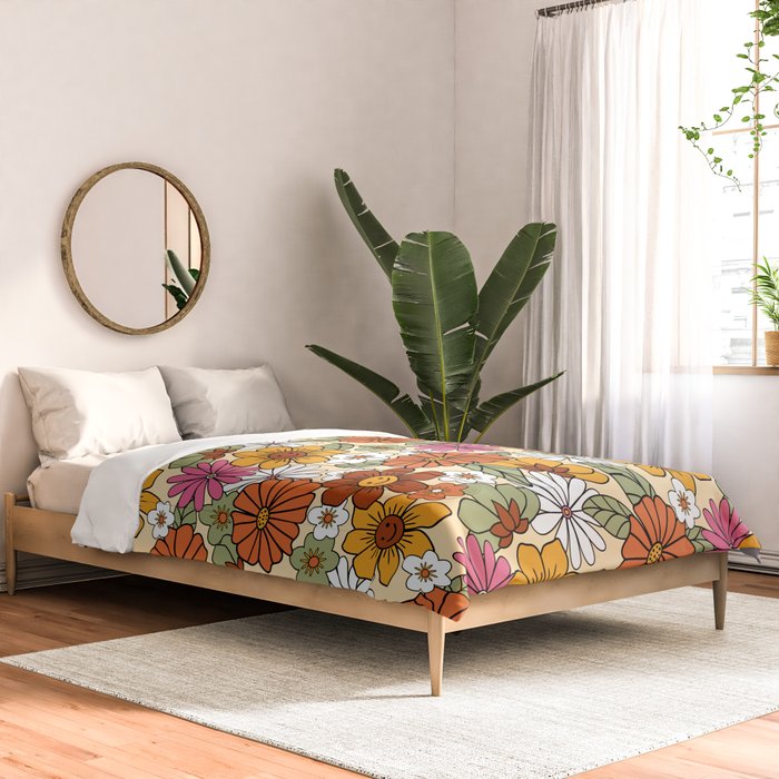 Retro 70s Boho Floral Pattern Comforter Gallery Image 2