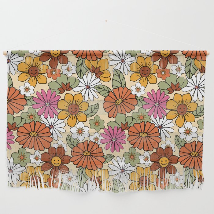Retro 70s Boho Floral Pattern Wall Hanging Gallery Image 1