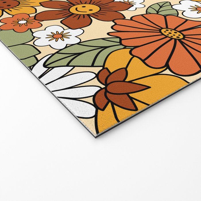 Retro 70s Boho Floral Pattern Welcome Mat Gallery Image 2