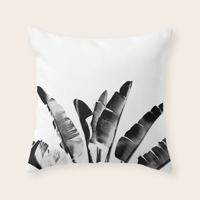 Traveler palm - bw Throw Pillow Gallery Image 6