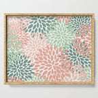 Festive, Abstract Floral Prints, Coral and Green Serving Tray Gallery Image 1