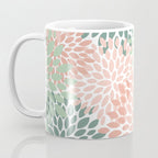 Festive, Abstract Floral Prints, Coral and Green Coffee Mug Gallery Image 3