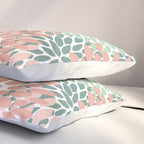 Festive, Abstract Floral Prints, Coral and Green Pillow Sham Gallery Image 3