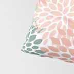 Festive, Abstract Floral Prints, Coral and Green Pillow Sham Gallery Image 4