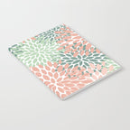 Festive, Abstract Floral Prints, Coral and Green Notebook Gallery Image 2