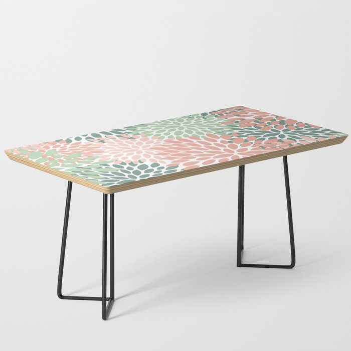 Festive, Abstract Floral Prints, Coral and Green Coffee Table Gallery Image 1