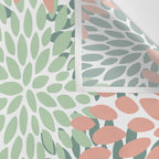 Festive, Abstract Floral Prints, Coral and Green Wall Tapestry Gallery Image 3