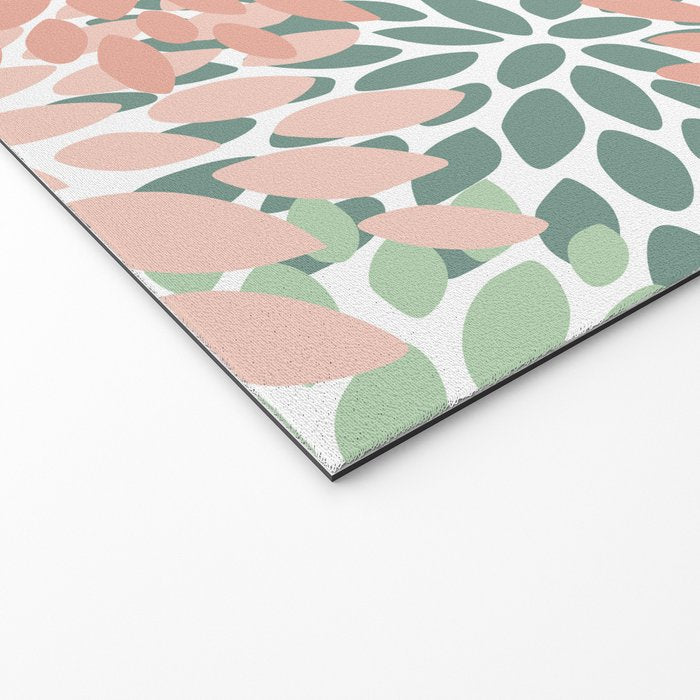 Festive, Abstract Floral Prints, Coral and Green Welcome Mat Gallery Image 2
