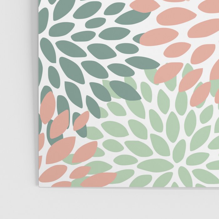 Festive, Abstract Floral Prints, Coral and Green Poster Gallery Image 3