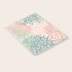 Festive, Abstract Floral Prints, Coral and Green Notebook Gallery Image 3