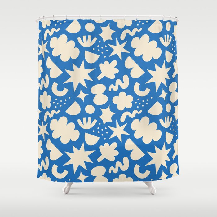 Abstract blue organic shape pattern Shower Curtain Gallery Image 1
