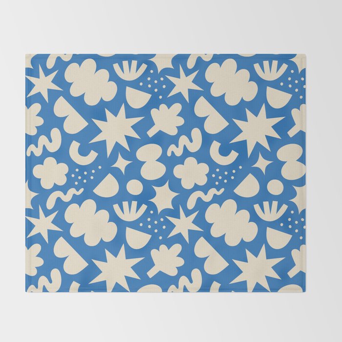 Abstract blue organic shape pattern Throw Blanket Gallery Image 2