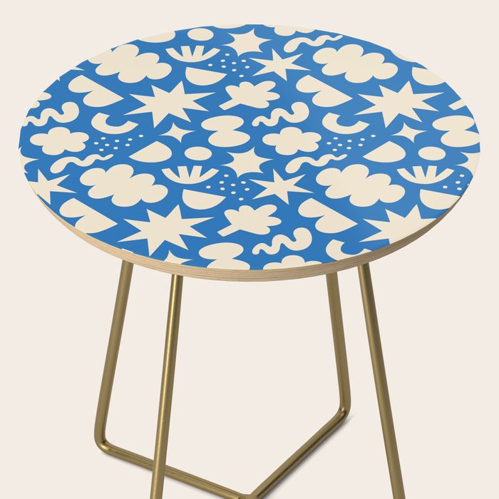 Abstract blue organic shape pattern Side Table Gallery Image 2