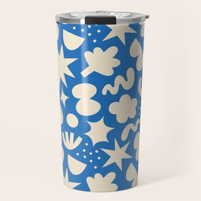 Abstract blue organic shape pattern Travel Mug Gallery Image 1