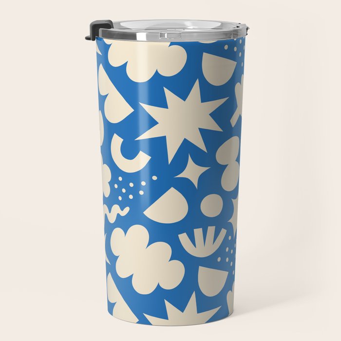 Abstract blue organic shape pattern Travel Mug Gallery Image 3