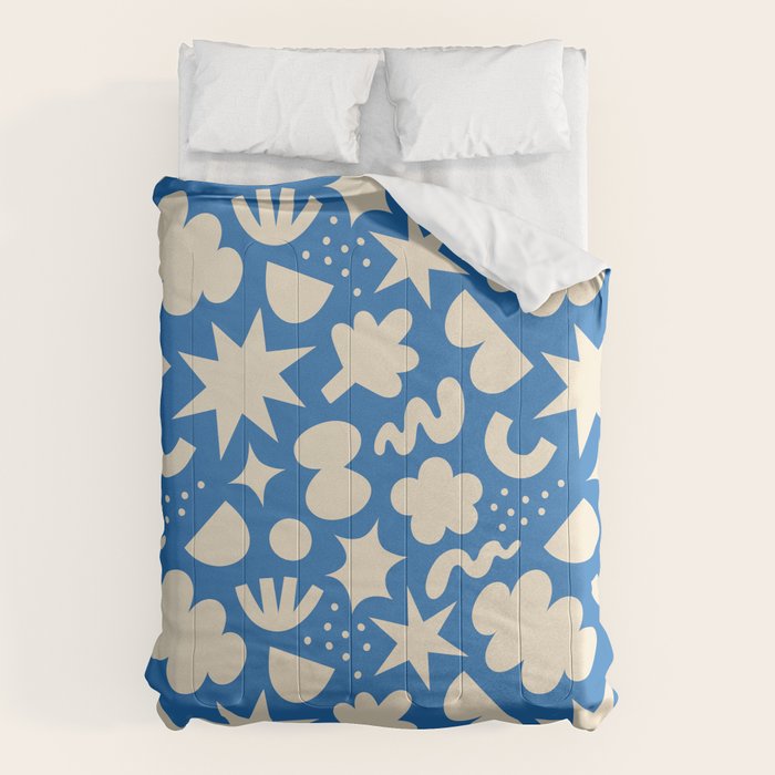 Abstract blue organic shape pattern Comforter Gallery Image 6