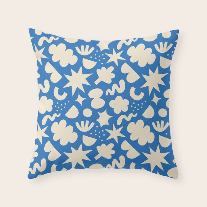 Abstract blue organic shape pattern Throw Pillow Gallery Image 6