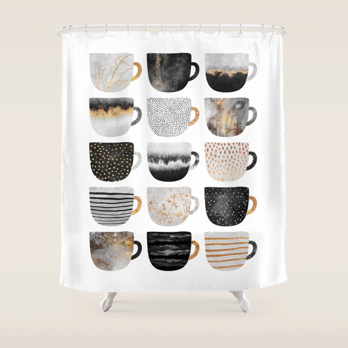 Pretty Coffe Cups 3 - White Shower Curtain Gallery Image 1