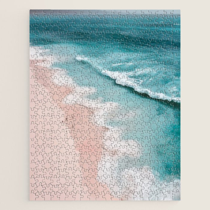 Dream Beach - Aerial Photography of Pink and Turquoise Coast Jigsaw Puzzle Gallery Image 1