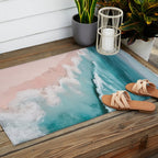 Dream Beach - Aerial Photography of Pink and Turquoise Coast Outdoor Rug Gallery Image 2
