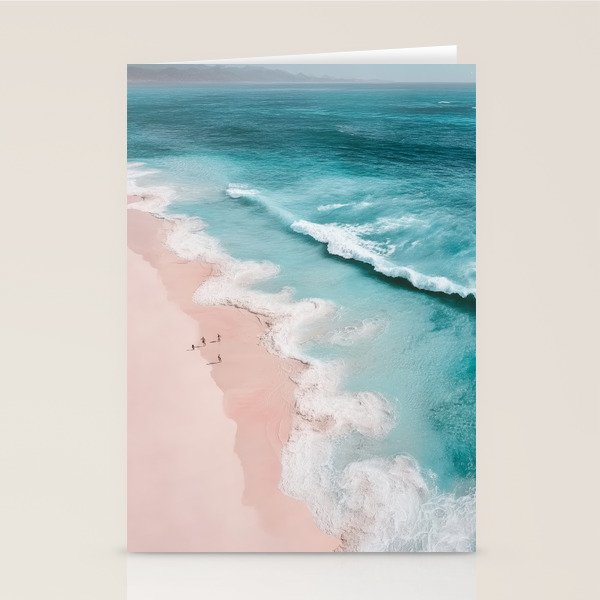 Dream Beach - Aerial Photography of Pink and Turquoise Coast Stationery Card Gallery Image 1