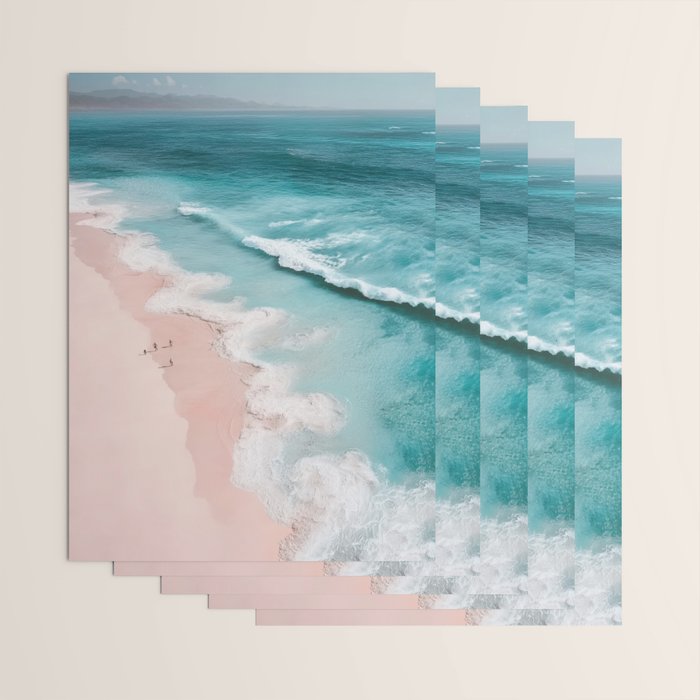 Dream Beach - Aerial Photography of Pink and Turquoise Coast Wrapping Paper Gallery Image 3