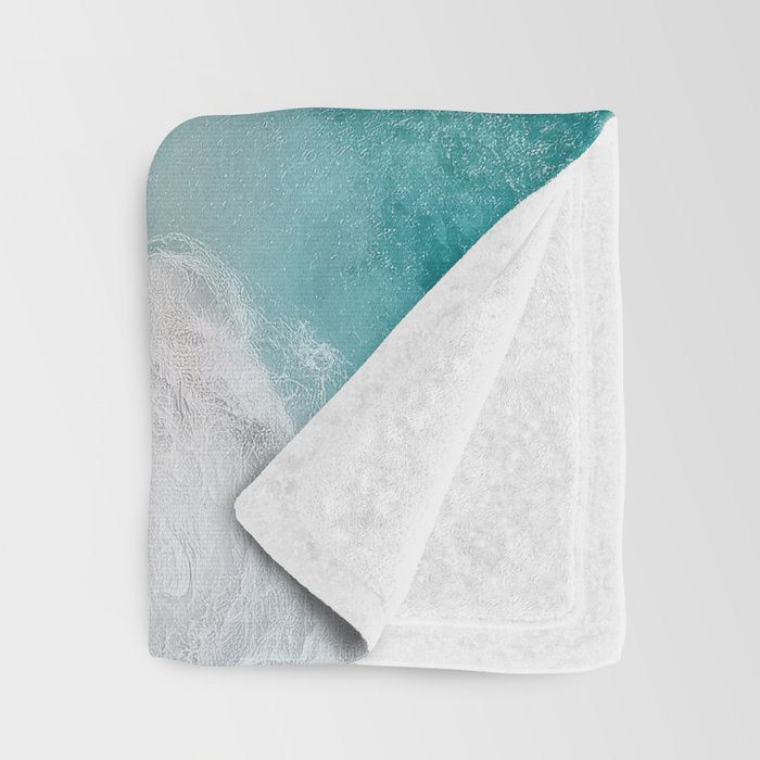 Dream Beach - Aerial Photography of Pink and Turquoise Coast Throw Blanket Gallery Image 3