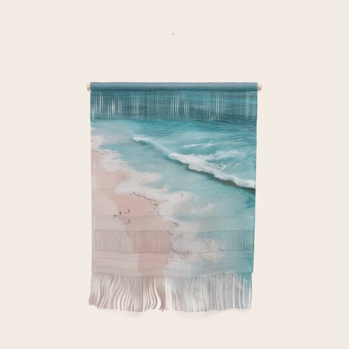 Dream Beach - Aerial Photography of Pink and Turquoise Coast Wall Hanging Gallery Image 1