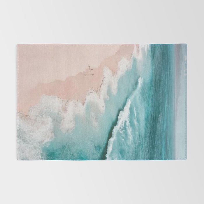 Dream Beach - Aerial Photography of Pink and Turquoise Coast Rug Gallery Image 2