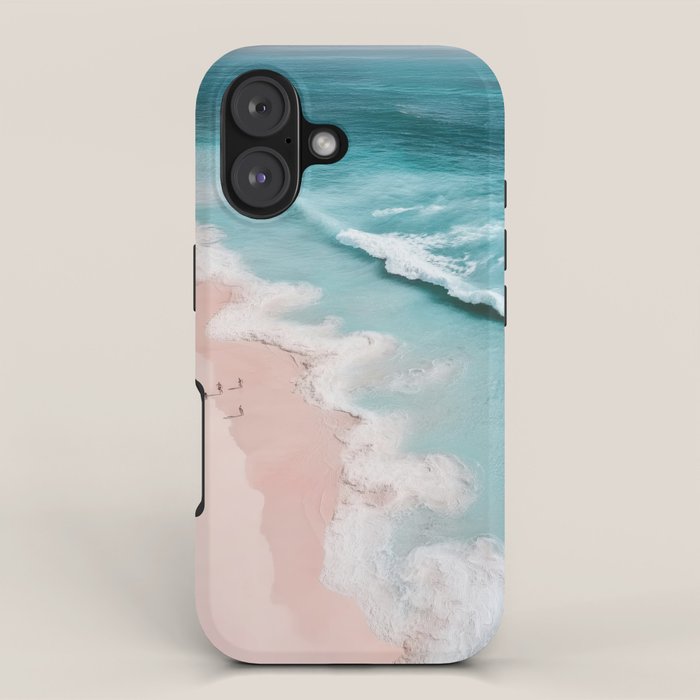 Dream Beach - Aerial Photography of Pink and Turquoise Coast iPhone Case Gallery Image 1