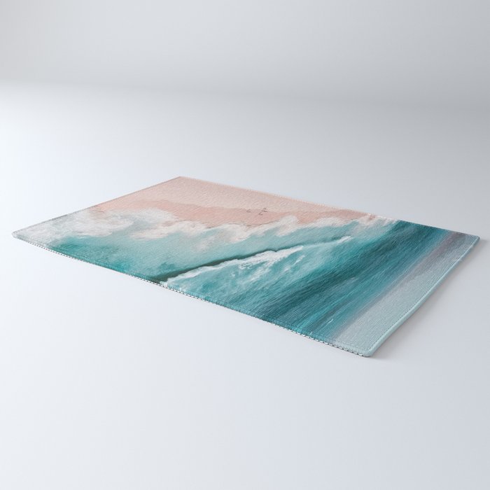 Dream Beach - Aerial Photography of Pink and Turquoise Coast Rug Gallery Image 3