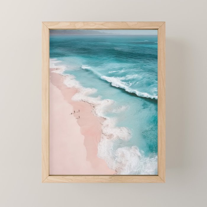 Dream Beach - Aerial Photography of Pink and Turquoise Coast Mini Art Print Gallery Image 1