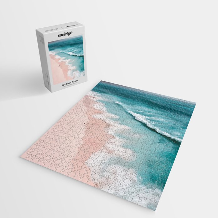 Dream Beach - Aerial Photography of Pink and Turquoise Coast Jigsaw Puzzle Gallery Image 2