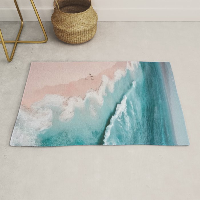 Dream Beach - Aerial Photography of Pink and Turquoise Coast Rug Gallery Image 1